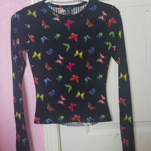 Rue 21 multi colored butterfly longsleeved shirt